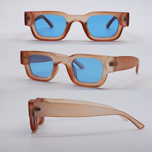 Lmamba 2288 Hot Selling Custom New Square Plastic Gradient Orange <b>Blue</b> Shade Retro Trend Thick <b>Sunglasses</b> 2024 High Quality - Product Image 4