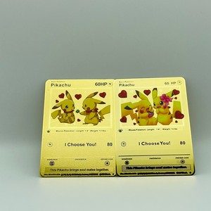 Cartes en métal plaqué or Pikachu pour la Saint-Valentin, thème amour, ensemble de collection, cartes japonaises Poke Moned - Product Image 2