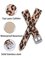 Correa de reloj de cuero con estampado de leopardo de 18mm y 20mm apta para Omga S Watch Seko Rolx Watch Band con hebilla Tang en venta