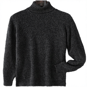 Suéter de cuello alto para hombre, informal, de punto holgado, con logo frontal, para invierno - Product Image 4