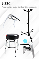 Grosir Langsung Pabrik Profesional Terlaris J-33C Tripod Lipat 3 Stand Gitar Display ABS Besi Instrumen Senar