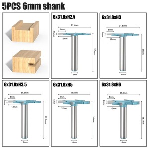 Mata bor tipe T 4 pisau, pemotong penggilingan 6mm 1/4 batang membersihkan bawah, pemotong penggilingan, alat pertukangan <span class=keywords><strong>Router</strong></span> Set Bit - Product Image 5