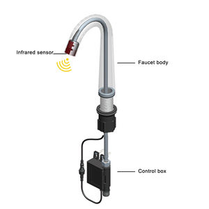 Grifo de sensor automático hecho en latón de Color blanco, fregadero infrarrojo, grifo eléctrico para baño de Hotel - Product Image 6