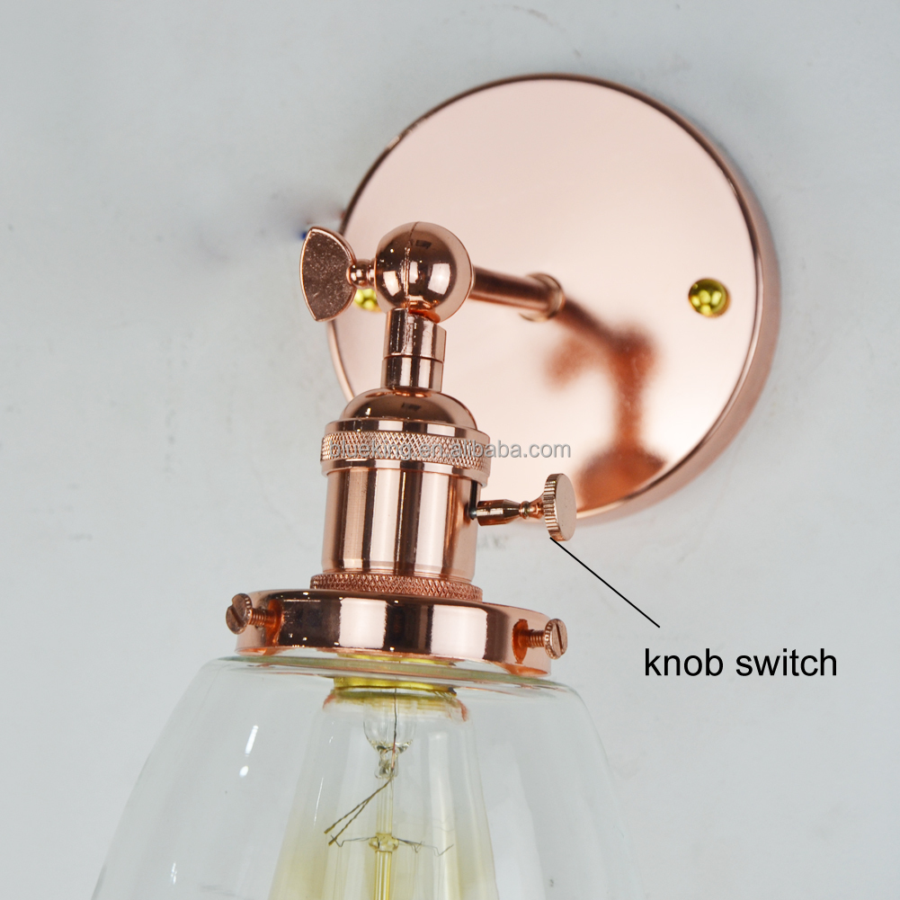 Loft Glass rose gold Iron Wall Light Vintage Home Kitchen Dining Room Decoration wall mount reading light wall light sconce