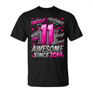 Camiseta de cumpleaños estilo cómico para niña de 11 años, negra, talla pequeña, diseño impresionante desde 2014 - Product Image 2