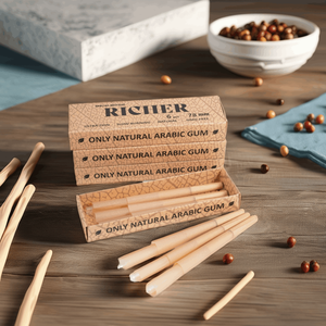 Cônes roulés en gomme arabique naturelle RICHER 78 mm, combustion lente, emballage en carton écologique - Product Image 1