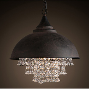 Retro Industrial Crystal Chandelier Round Black Led <b>Light</b> Source E26 Switch Control For Bars Cafes Restaurants <b>Lofts</b> - Product Image 3
