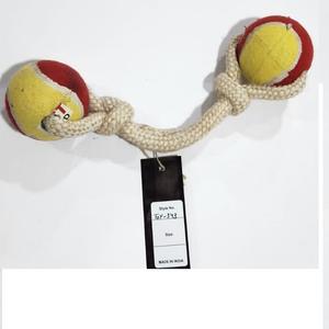 Juguete de perro de yute de algodón amarillo ecológico de alta venta, juguete masticable de cuero indestructible duradero, hueso de mascota sostenible directo de la India - Product Image 2