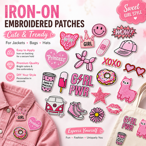 Set di Toppe Ricamate a Tema Cartone Animato Ispirate al Pink <span class=keywords><strong>Girl</strong></span> <span class=keywords><strong>Power</strong></span> per Giacche Casual e Zaini - Toppe di Design - Product Image 3
