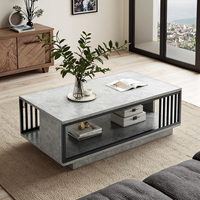 Table basse minimaliste de haute qualité au design moderne et unique pour appartement, 2 niveaux, en bois et acier