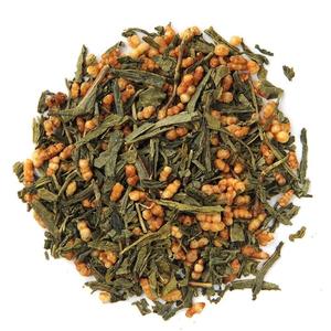 Sachet de thé vert Genmaicha japonais avec logo personnalisé Thé vert Genmaicha en feuilles avec feuilles de thé vert de riz brun rôti - Product Image 1