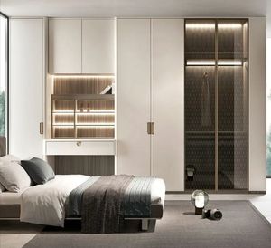 Armoire de chambre à coucher en PVC blanc minimaliste moderne Balom avec coiffeuse, style panneau, meubles pour la maison ou l'hôtel - Product Image 1