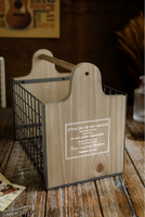 Panier rectangulaire en bois de pin et treillis métallique imprimé sur mesure avec poignée, panier de rangement portable en fil métallique pour fruits, légumes et bière