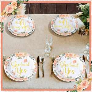 Hot Selling Modern Rustic-Style Disposable Wedding Paper <b>Plates</b> 'Mr Mrs' for Reception & Engagement Parties 9 Inches Bulk Pack" - Product Image 5