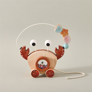 PMZ2362 Jouet en bois pour bébé, puzzle, crabe à traîner, voiture, jouets éducatifs <span class=keywords><strong>Montessori</strong></span> pour enfants, multifonction, cadeau pour enfants - Product Image 3