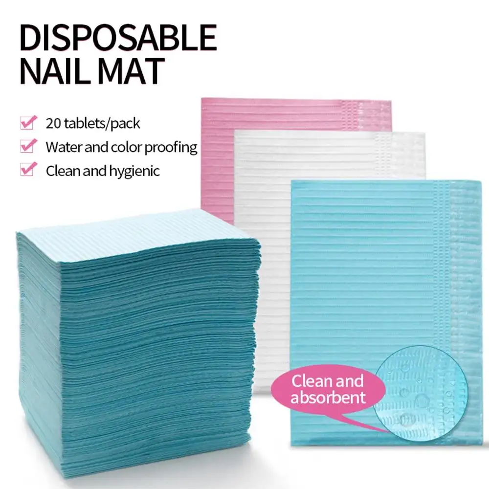 20pcs Nail Art bảng Mat dùng một lần sạch Pads cho móng tay không thấm nước Khăn trải bàn công cụ làm móng tay phụ kiện Tattoo Nail bảng mat