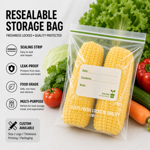 Sac de conservation alimentaire refermable avec fermeture éclair, transparent, hermétique, anti-fuite, pour la protection de la fraîcheur, utilisation polyvalente - Product Image 1