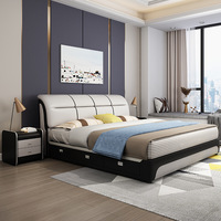 Lits en cuir rembourrés confortables de luxe modernes pour chambre à coucher, taille king et queen, avec tiroirs, meubles de chambre à coucher pour la maison, pour adultes