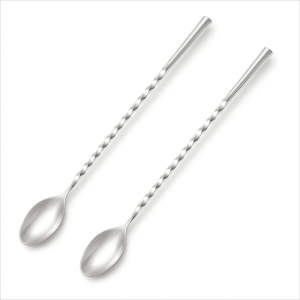 Cuillère à bar en acier inoxydable torsadée avec long manche et extrémité lestée pour mélanger - Product Image 1