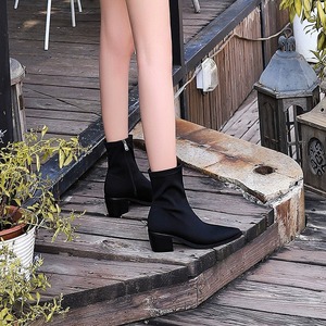 Bottines sexy à bout pointu et fermeture éclair, extensibles, avec talons épais pour un effet amincissant et un confort optimal - Product Image 5
