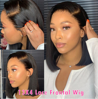 Perruque Bob Lace Front 13*4 en Cheveux Vierges Péruviens, Sans Colle, Transparente, 8-16 pouces, pour Perruques à Fermeture en Dentelle - Vente en Gros à Prix Abordable
