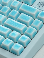 Clavier mécanique à axe magnétique avec touches en céramique à motif de fissures de glace montagne-mer, translucide, personnalisé, ensemble complet