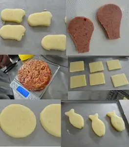 완전히 자동적인 쇠고기와 닭 햄버거 기계 고기 덩어리 생산 햄버거 패티는 선을 만듭니다