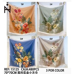 Semplice fazzoletto quadrato floreale 70x70 cm, sciarpa alla moda per donna - Product Image 3