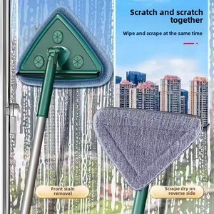 Mop piatto triangolare con manico lungo, asta telescopica, testa magica in microfibra per la pulizia di pavimenti, finestre e auto - Product Image 5