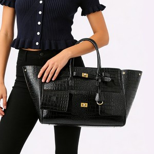 Sacs à bandoulière surdimensionnés en cuir PU <span class=keywords><strong>noir</strong></span> pour femmes, <span class=keywords><strong>sac</strong></span> hobo de créateur, <span class=keywords><strong>grand</strong></span> <span class=keywords><strong>sac</strong></span> fourre-tout, <span class=keywords><strong>sac</strong></span> de luxe - Product Image 1