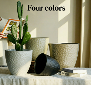 Pot de fleurs en <span class=keywords><strong>plastique</strong></span> finition nacrée et texture martelée, élégant et épaissi, pour intérieur, salon, balcon, bureau - Product Image 3