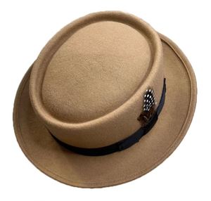 A111804 Sombrero de Fieltro de Lana 100% de Alta Calidad Personalizado al por Mayor con Decoración de Plumas, Sombrero Formal Unisex para Negocios, Gran Venta - Product Image 5