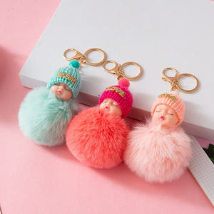 Porte-clés Poupée Bébé Endormi Colorée, Peluche Kawaii Moelleuse, Pompon, pour Femme, Breloque de Sac, Pendentif - Product Image 4