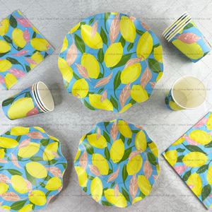 DAMAI Juego de 10 Platos Desechables de Papel con Diseño de Limón de 10 Pulgadas, Platos para Fiestas, Despedidas de Soltera, Cenas y Cumpleaños - Product Image 1