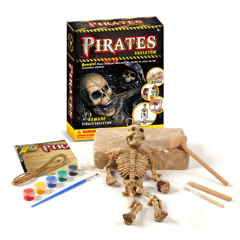 Learning Toy Kids Wholesales Excavation Pirate Figurine Toy 3D Painting Mummy Skeleton Skull Kit Learning Archaeological STEM Toys For Kids Gifts