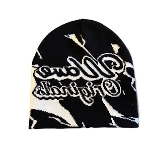 Custom Logo Knitted Printed <strong>Beanie</strong> Manufacturers <strong>All</strong> <strong>Over</strong> Print Jacquard Y2K Gothic No Cuff Skull Cap <strong>Winter</strong> Hat - Product Image 5