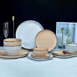12 16 18 24 30 pcs Tangshan Shenzheng Guangzhou Shandong China supplier stoneware ceramic round ceramic porcelain dinner set