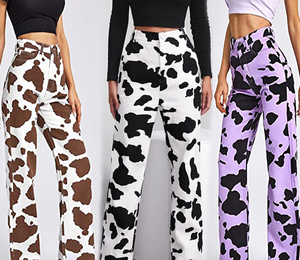 Pantalones Vaqueros Vintage para <span class=keywords><strong>Mujer</strong></span>, Pantalones Largos de Estilo Cowboy, Holgados, Estampado de Vaca, Bolsillos, Cintura Alta, Pierna Ancha - Product Image 1