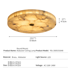 Luxury Natural Alabaster <b>Ceiling</b> Lamp Full Brass Italian Minimalist Round Stone Sconce Bedroom Living Room Hotel Project - Product Image 2