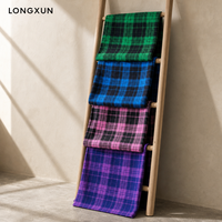 Tissu en flanelle teint en fil 100 % coton écologique LONGXUN, doux et brossé, à carreaux, pour manteaux, vestes et vêtements de créateur