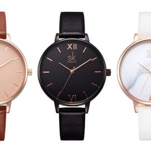 Montre à quartz pour femme SHENGKE 0039, boîtier en alliage, bracelet en cuir de 38 mm, cadran en verre, affichage simple à aiguilles, montre décontractée et élégante pour le travail - Product Image 3