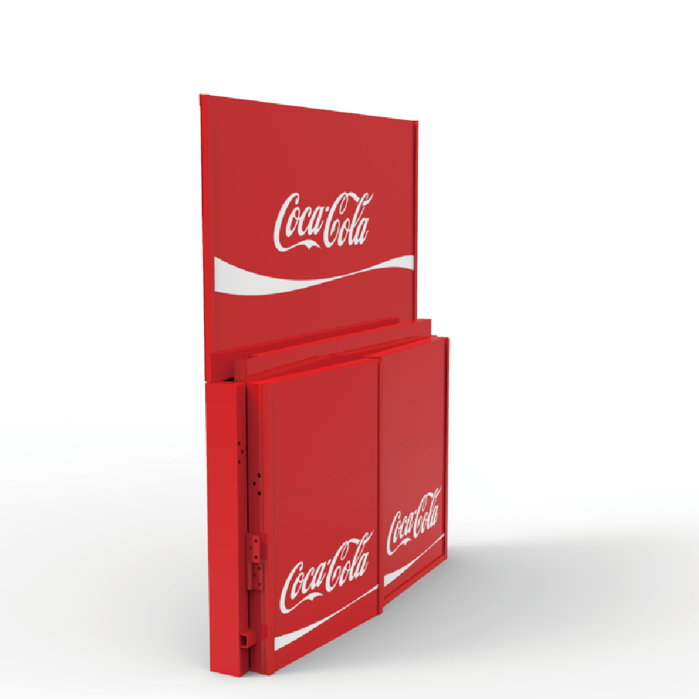 Folding Metal Floor Standing Beverage Display Stand Foldable Cola Display Rack Red Custom Size Advertising Use for Retail Shop — view 5