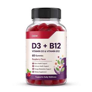 Gummies OEM Vitamine D3 B12 avec acide folique pour l'énergie naturelle, l'humeur et la concentration – 60 gummies pour adultes et enfants - Product Image 1