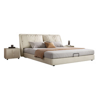 Nouveau lit de chambre principale Napapi avec cadre en bois massif, design moderne et minimaliste, luxe haut de gamme, espace de rangement intégré