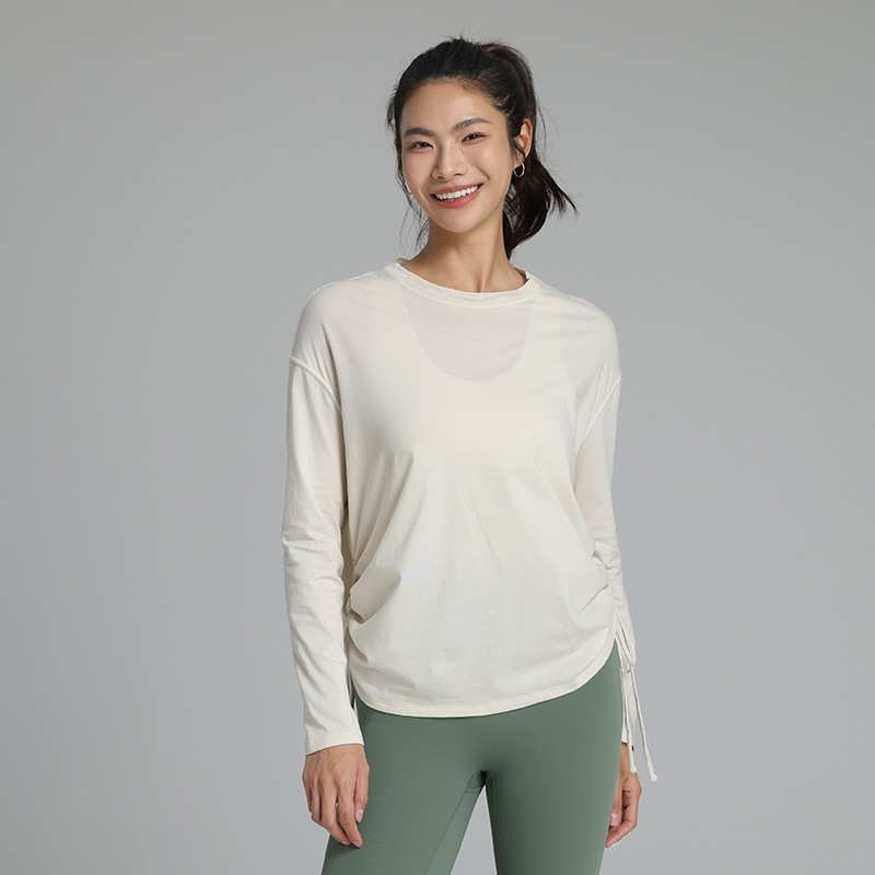 XW-CX3480 High Quality Women's Activewear Blouse Long Sleeves Front Viscose Cotton Spandex Blend Active Stretch Sportswear Yoga