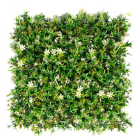 50*50CM dinding rumput PE pernikahan rumah daun hijau Panel rumput dinding bunga buatan putih