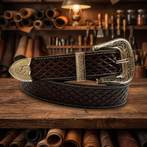 Cinturón de Cuero Vacuno Grabado de Diseño Vintage, Casual, con Hebilla Cuadrada, Duradero, Ecológico, Hecho a Mano, de Lujo para Hombre, Resistente al Agua - Product Image 1