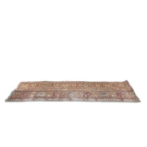 Alfombra de lana de pelo medio ecológica clásica de retales marrón verde 2,4x6,6 pies estilo bohemio comedor Rectangular a rayas abstracto - Product Image 1