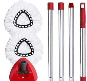Ensemble <span class=keywords><strong>de</strong></span> manche et <span class=keywords><strong>de</strong></span> tête <span class=keywords><strong>de</strong></span> serpillière en acier inoxydable <span class=keywords><strong>à</strong></span> 4 sections avec tissu en microfibre et essoreur automatique - Product Image 3