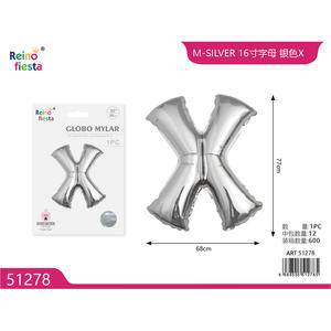 Palloncino argento da 32 pollici lettera X Mylar per feste ed eventi - Product Image 1